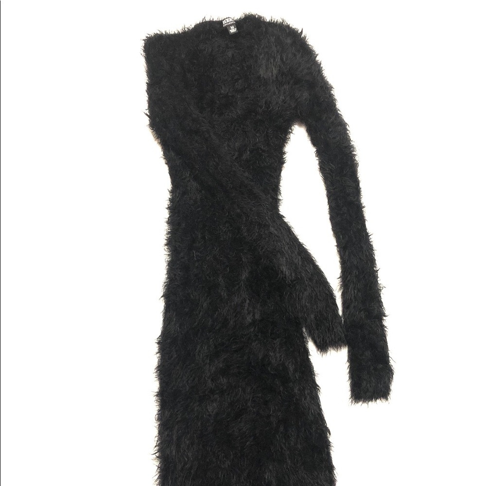 BRAND NEW All black soft black fur dress size M